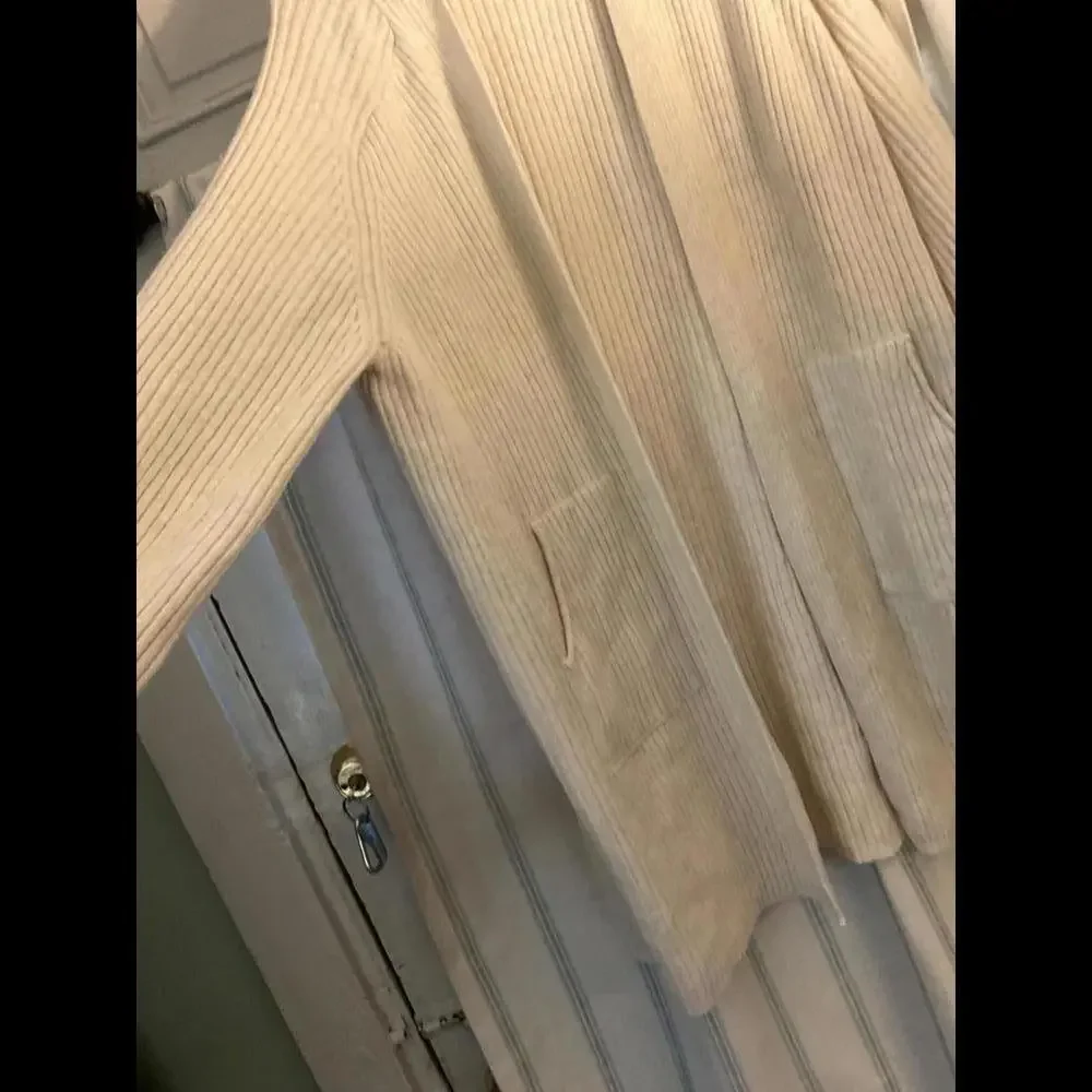 Universal Thread Cream Ribbed Open-Front Cardigan Sweater - Picture 3 of 7